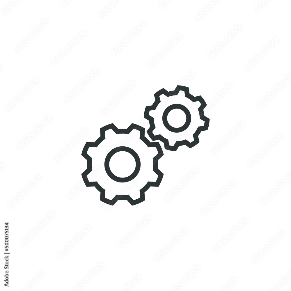 Vector sign of the gear symbol is isolated on a white background. gear icon color editable.