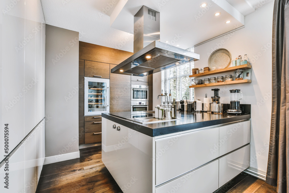 Interior of modern kitchen in apartment Interior of modern kitchen in apartment