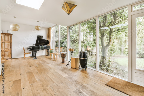 Piano in light living room