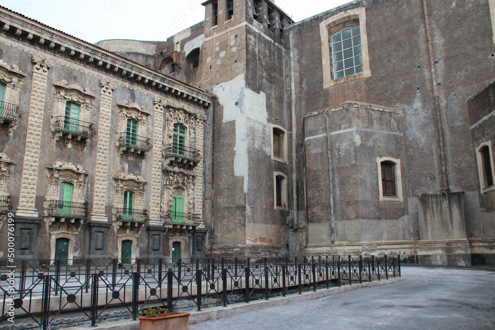 benedictine monastery and church (San Nicolo all'Arena) in catania in sicily in italy