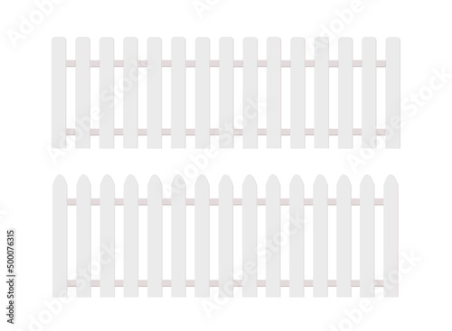 Picket fence, wooden textured, rounded edges. Vector stock illustration.