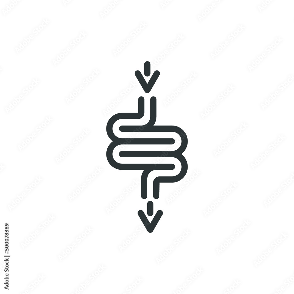 Vector sign of the Intestine symbol is isolated on a white background. Intestine icon color editable. Vector sign of the Intestine symbol is isolated on a white background. Intestine icon color editable.
