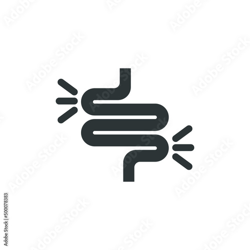 Vector sign of the Intestine symbol is isolated on a white background. Intestine icon color editable.