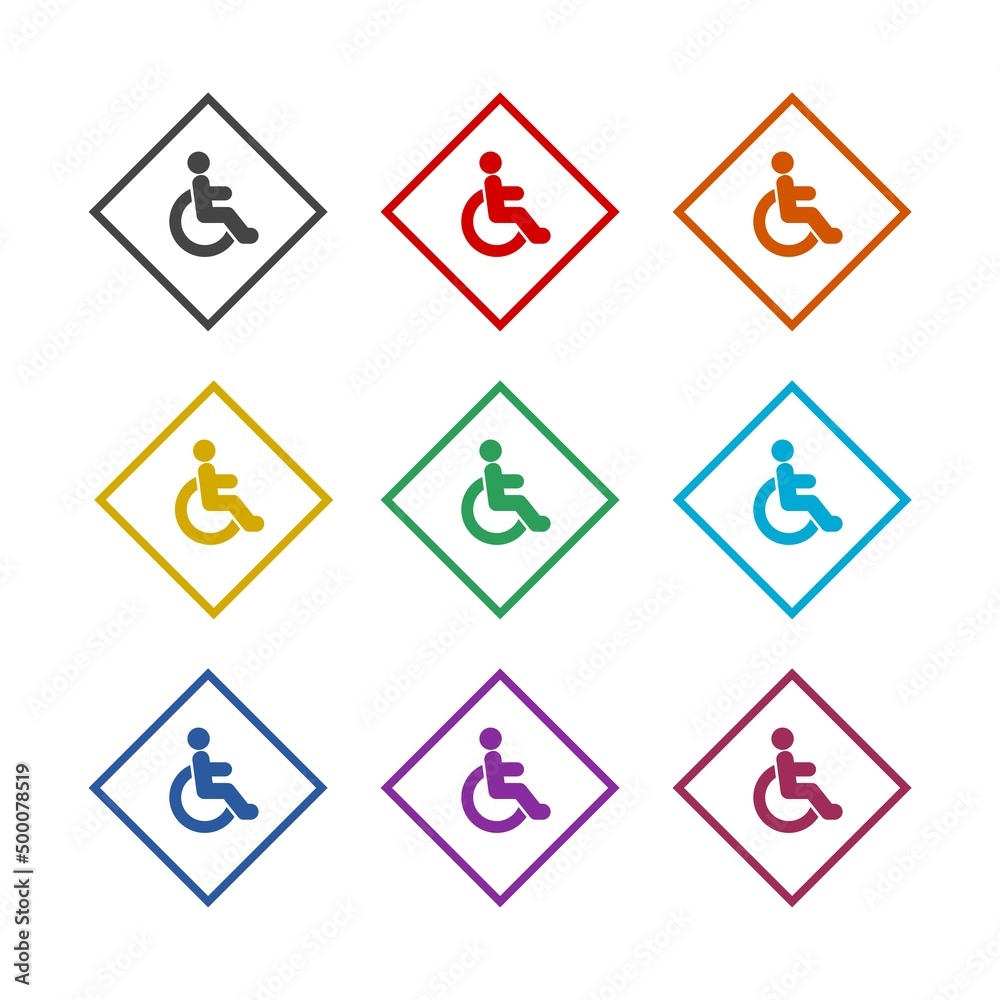 Disabled wheelchair icon color set Disabled wheelchair icon color set