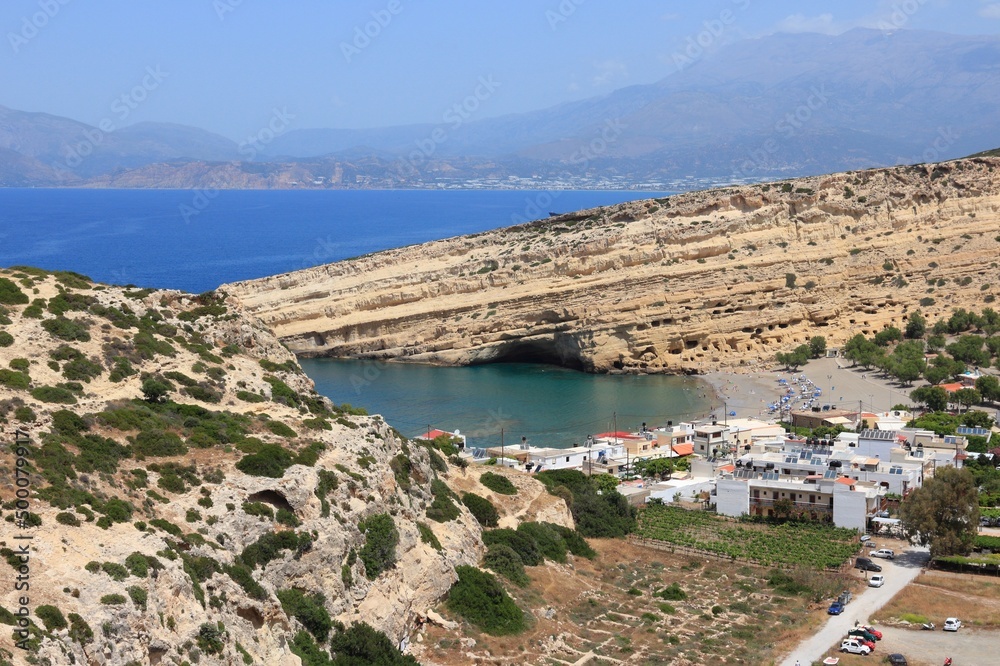 Matala town in Crete island