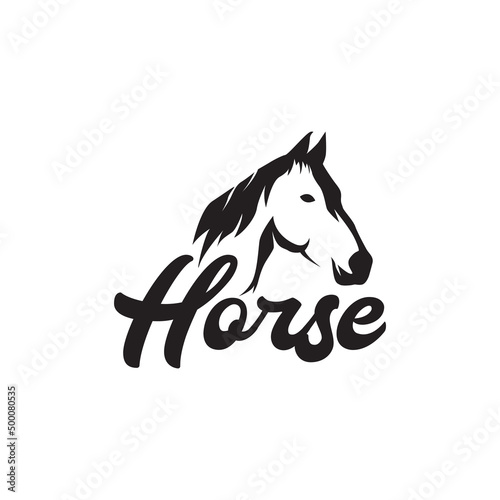 isolated head side horse logo design, vector graphic symbol icon illustration creative idea