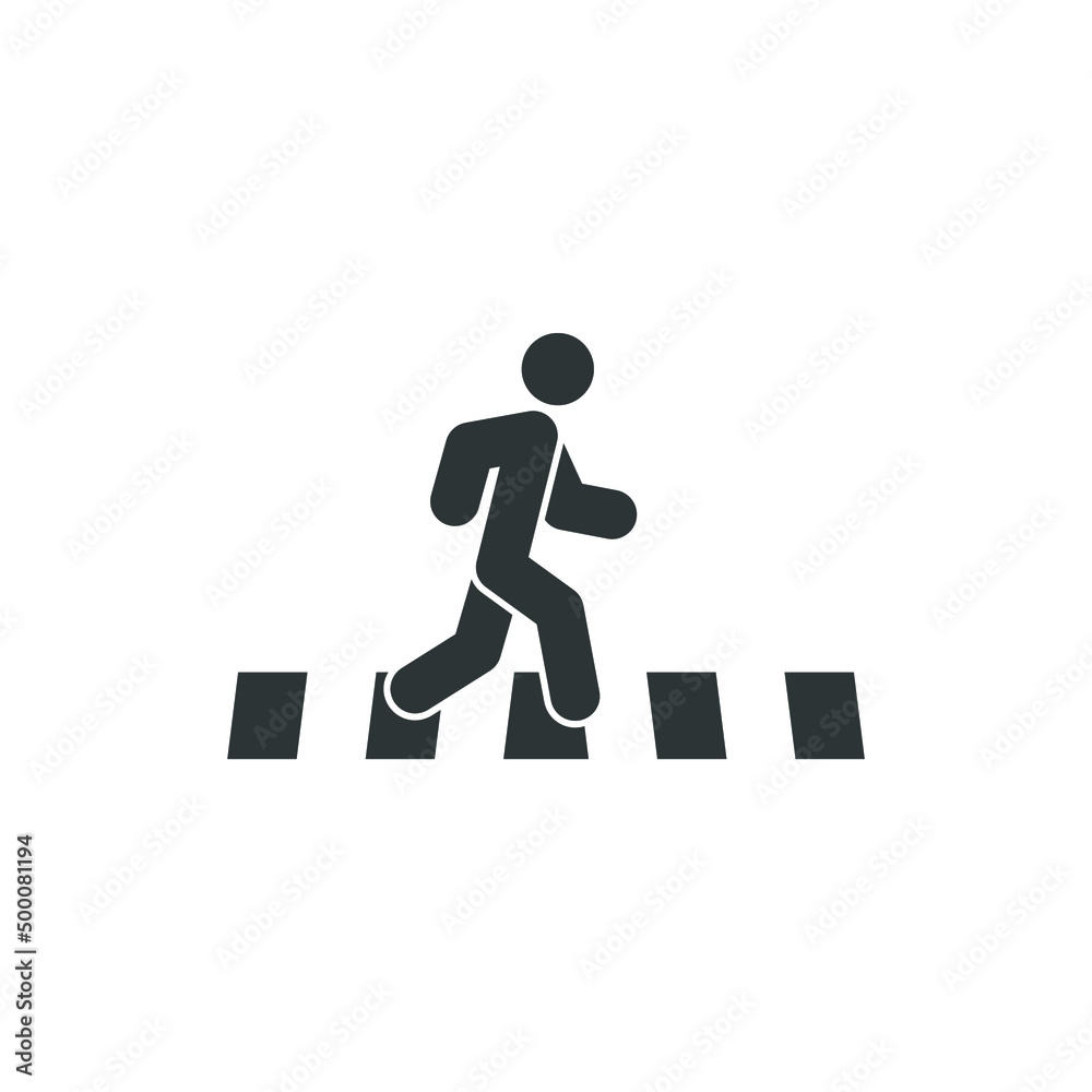 Vector sign of the Pedestrian crosswalk symbol is isolated on a white background. Pedestrian crosswalk icon color editable.