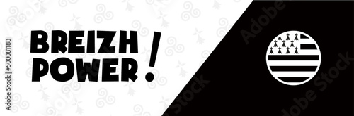 Bretagne - Breizh Power - Bannière bretonne - Vecteur - Titre et éléments graphiques bretons