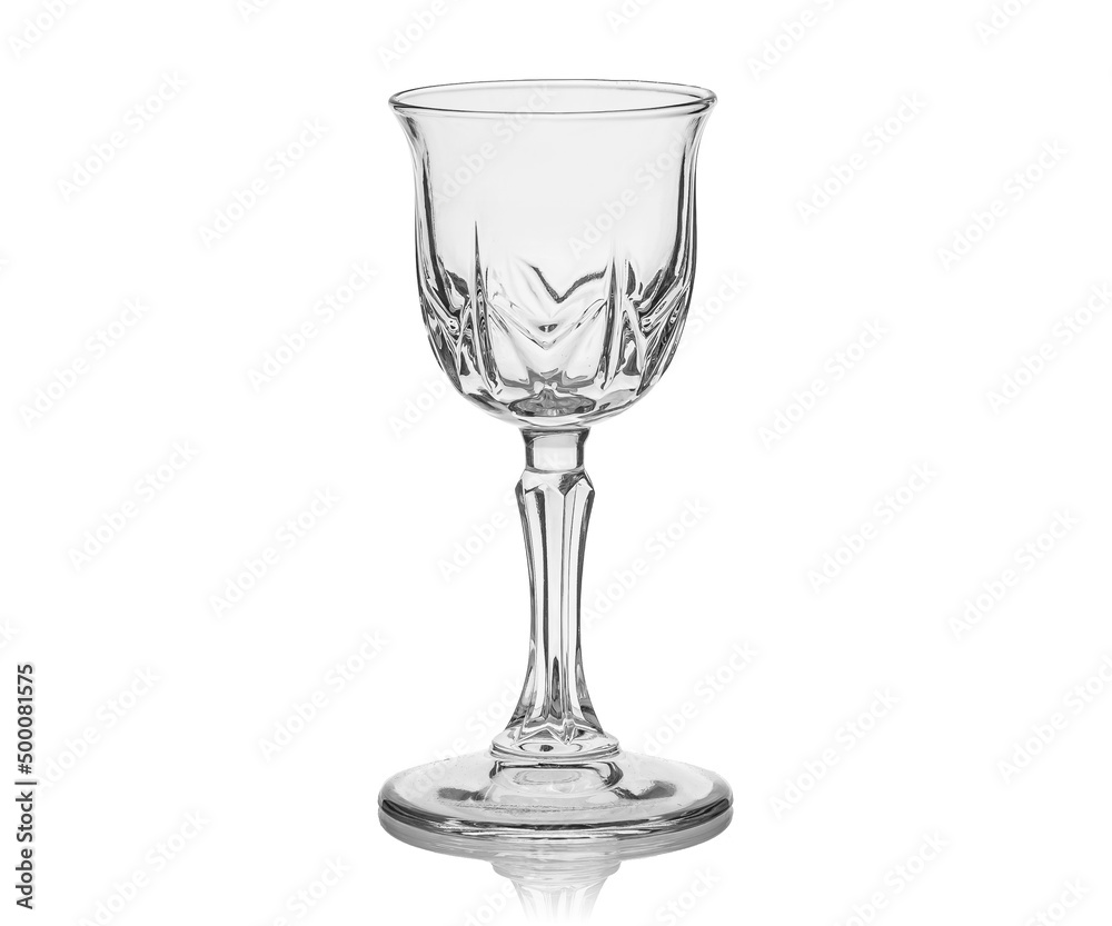 Empty transparent glass cup, shot glass, glass for wine, whiskey, cognac, martini, beer, juice and other drinks, isolated on white background. Dishes for bar, restaurant, pub. Empty transparent glass cup, shot glass, glass for wine, whiskey, cognac, martini, beer, juice and other drinks, isolated on white background. Dishes for bar, restaurant, pub.