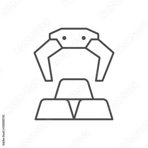 Grab of metal ingot line icon