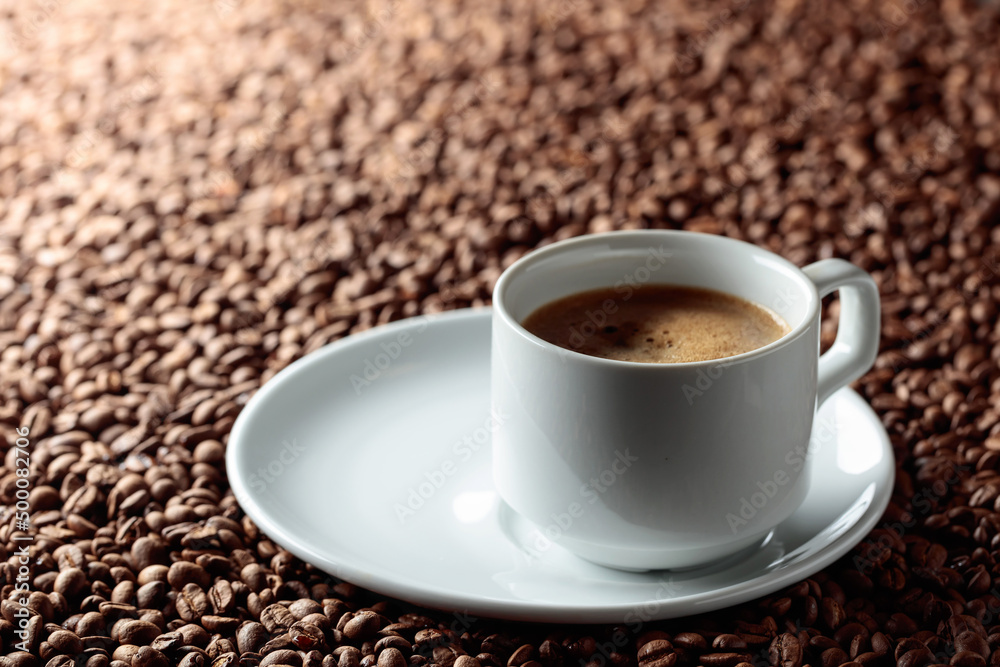 Black coffee in a white cup. Black coffee in a white cup.
