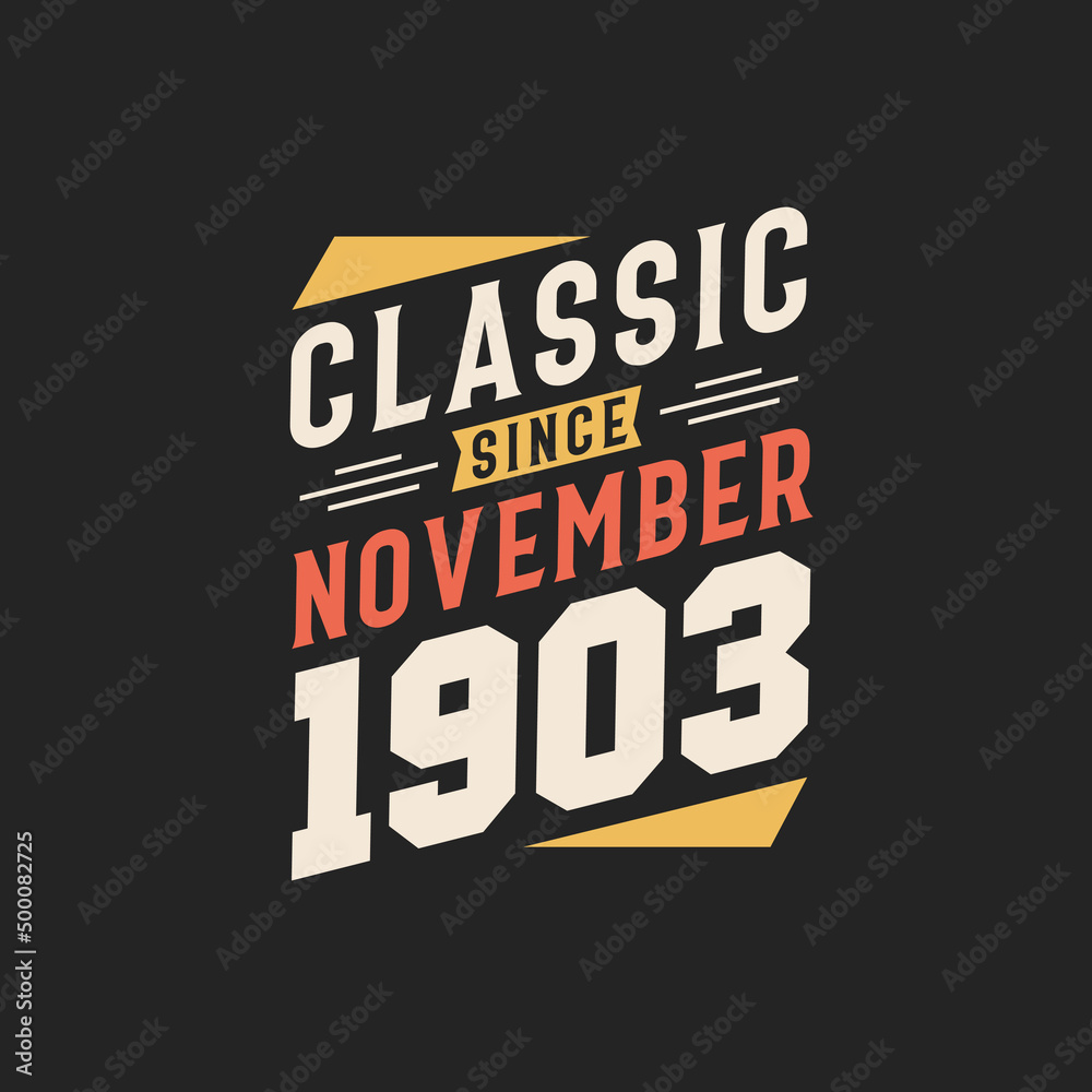 Classic Since November 1903. Born in November 1903 Retro Vintage Birthday