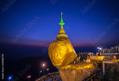Kyaiktiyo Pagoda or Golden Rock, It's the third most important Buddhist pilgrimage site in Myanmar