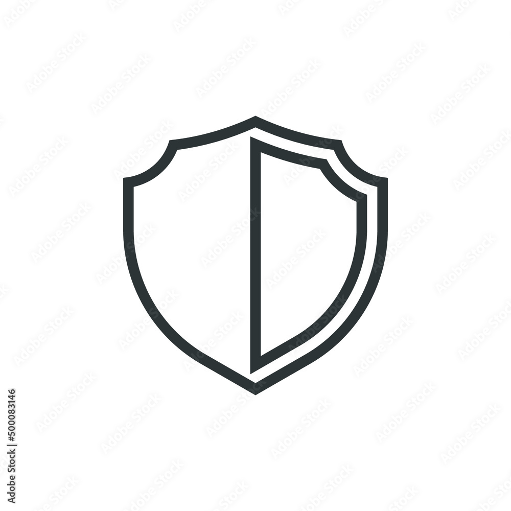 Vector sign of the shield symbol is isolated on a white background. shield icon color editable.