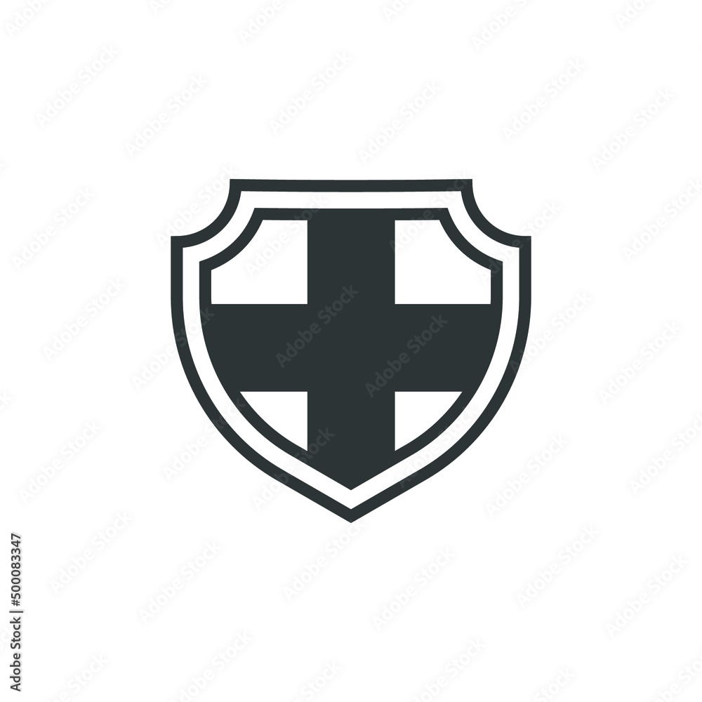 Vector sign of the shield symbol is isolated on a white background. shield icon color editable.