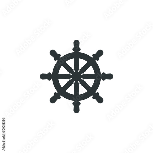 Vector sign of the Ship steering symbol is isolated on a white background. Ship steering icon color editable.