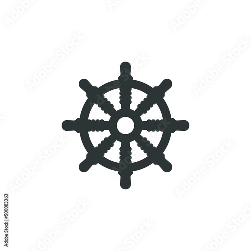Vector sign of the Ship steering symbol is isolated on a white background. Ship steering icon color editable.