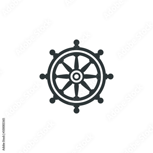 Vector sign of the Ship steering symbol is isolated on a white background. Ship steering icon color editable.