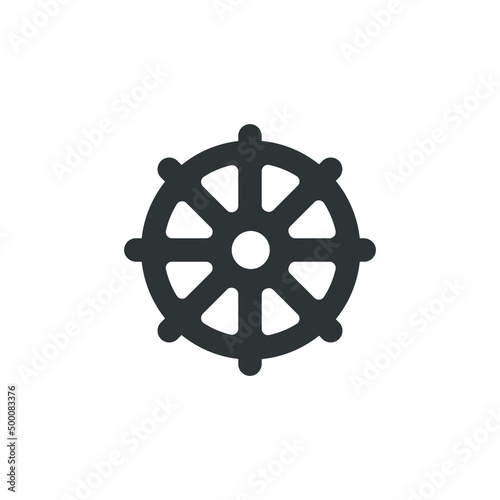Vector sign of the Ship steering symbol is isolated on a white background. Ship steering icon color editable.