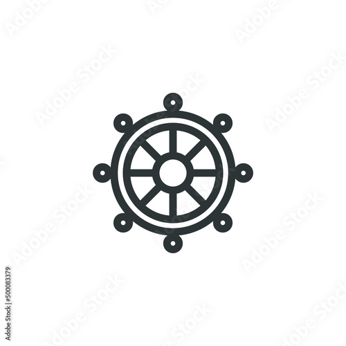 Vector sign of the Ship steering symbol is isolated on a white background. Ship steering icon color editable.