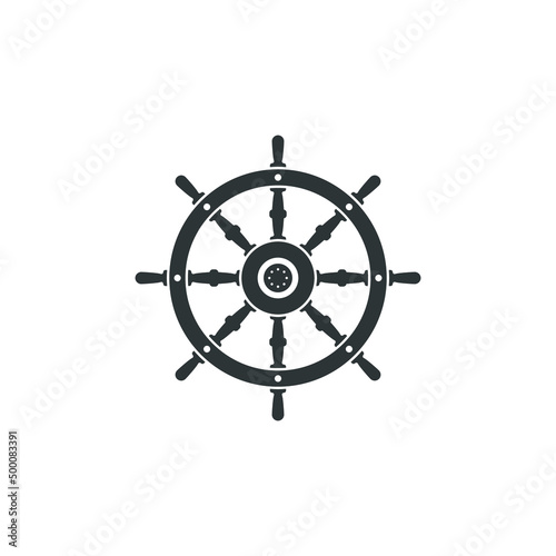 Vector sign of the Ship steering symbol is isolated on a white background. Ship steering icon color editable.