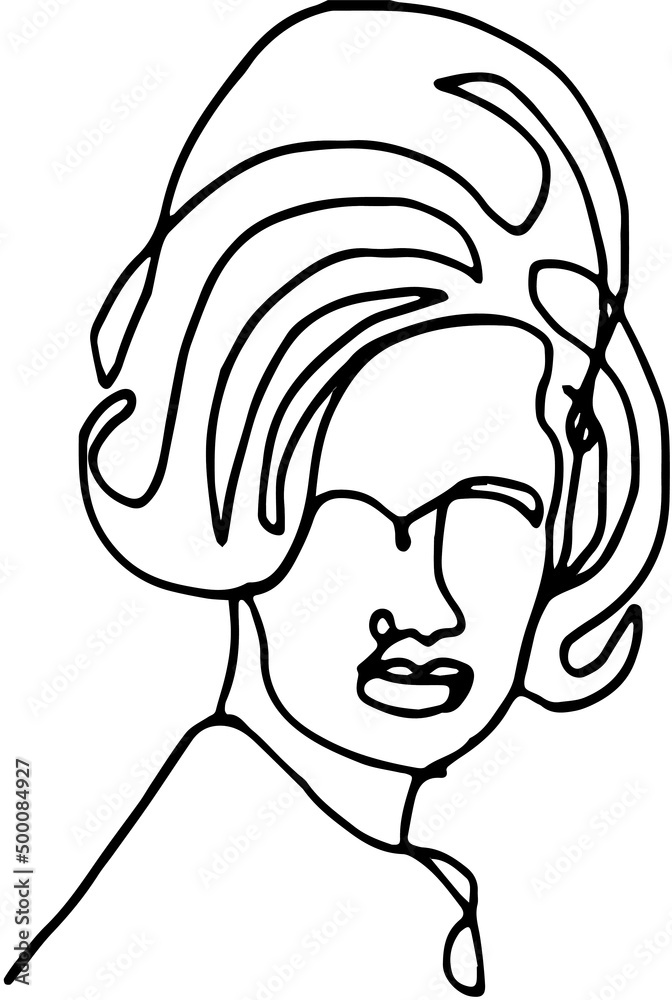 abstract outline continuous sketch drawing of woman face, line art drawing silhouette of girl face abstract outline continuous sketch drawing of woman face, line art drawing silhouette of girl face