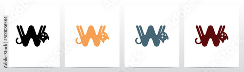 Cat Stretching Letter Logo Design W