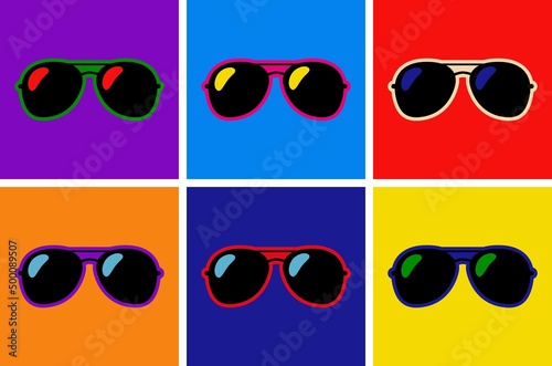 Srt Aviator sunglasses illustration background PoP Art Police isolated sunglasses