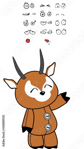 cute plush antelope character cartoon kawaii expressions pack collection in vector format