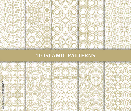 Wallpaper Mural Set of islamic, ornamental, artistic, decoration and seamless patterns. Perfect to background, fabric, etc.	 Torontodigital.ca