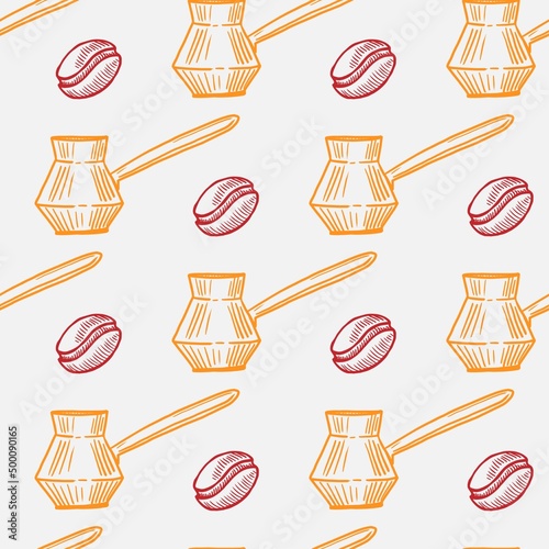 turk for coffee vector seamless pattern