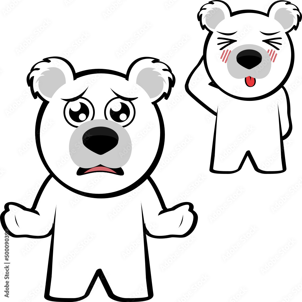 Fototapeta premium little chibi polar bear kid cartoon expression pack collection in vector format 