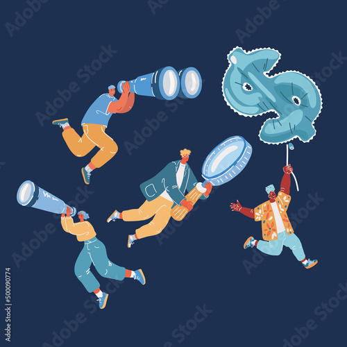 Cartoon vector illustration of Search money team