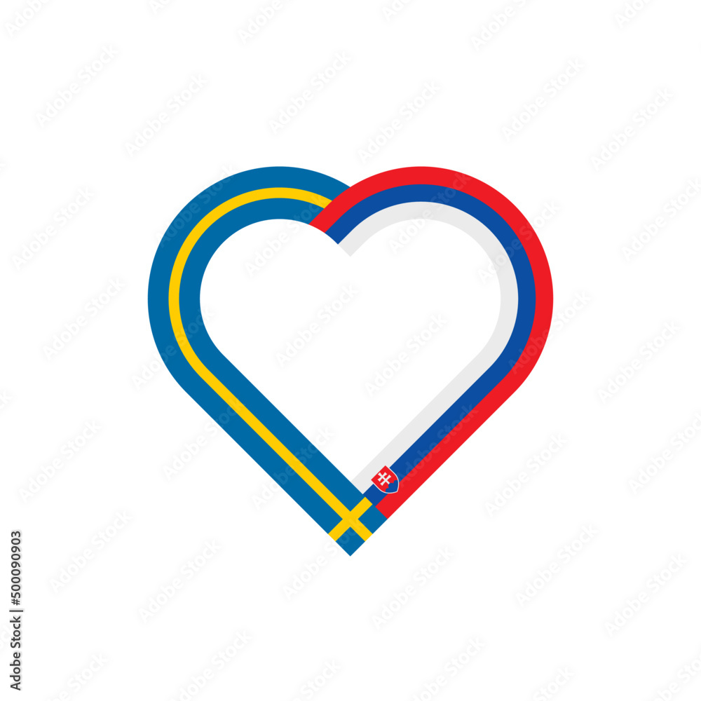 unity concept. heart ribbon icon of sweden and slovakia flags. vector illustration isolated on white background unity concept. heart ribbon icon of sweden and slovakia flags. vector illustration isolated on white background