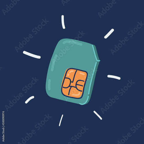 Cartoon vector illustration of sim cart