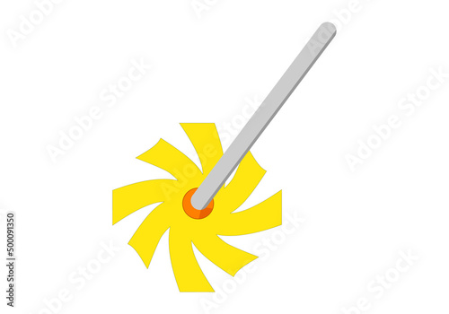 Fregona amarilla con palo gris sobre fondo blanco