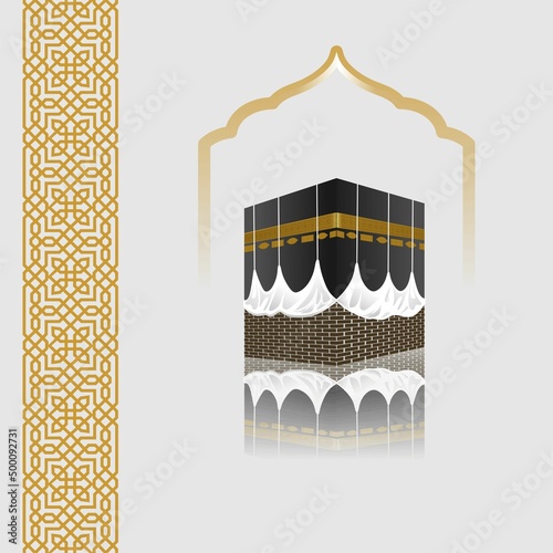 Islamic vector realistic icon illustration of kaaba for hajj or pilgrimage in mecca
