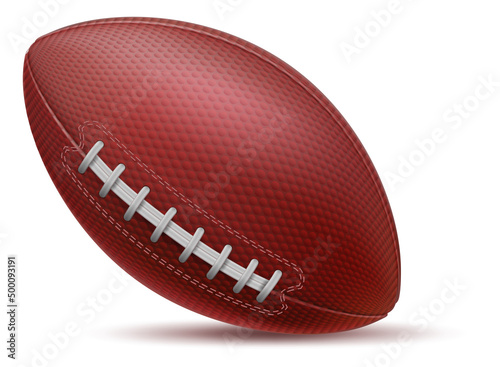American football. Realistic leather ball for rugby sport game