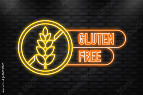 Neon Icon. Flat icon with gluten free. Organic signs. Vector illustration