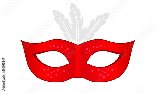 Red carnival mask isolated on a white background