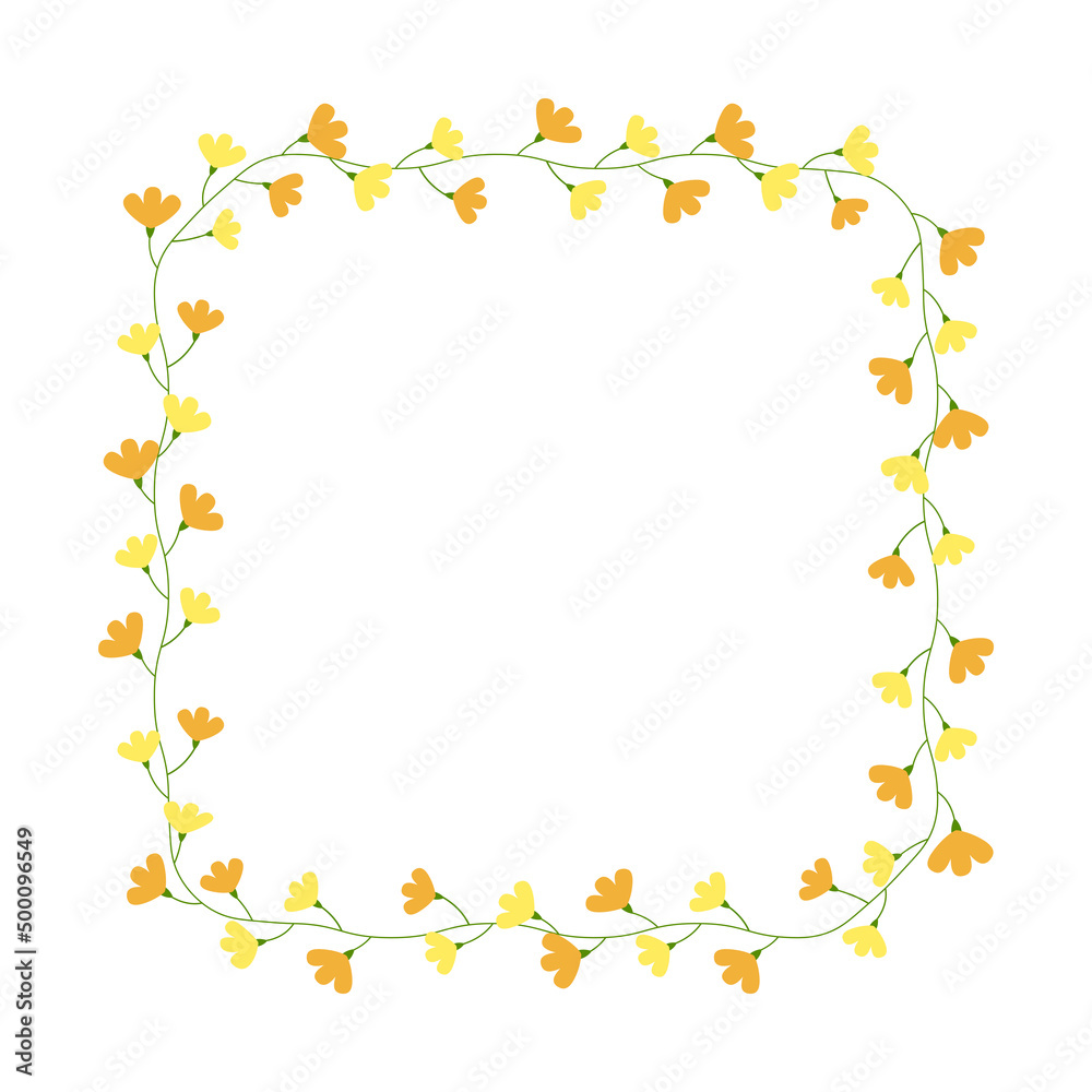 Square floral wreath frame. Flowers border. For greeting card, wedding , birthday card, invitation, Easter decor. Vector illustration. Square floral wreath frame. Flowers border. For greeting card, wedding , birthday card, invitation, Easter decor. Vector illustration.