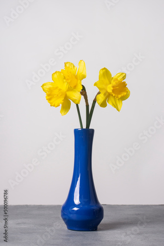 Bouquet of daffodils on the table.