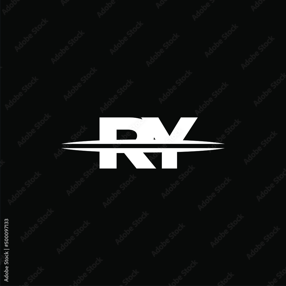 RY initial monogram logo for gaming with Gemoteric line  shape style design on isolated background - obrazy, fototapety, plakaty 