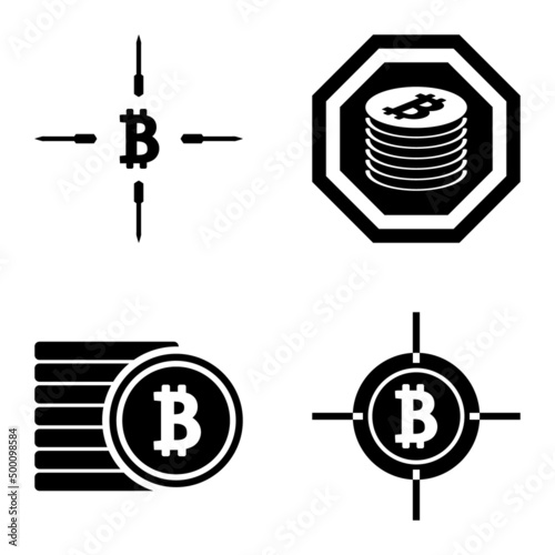 Bitcoins1-2 Flat Icon Set Isolated On White Background