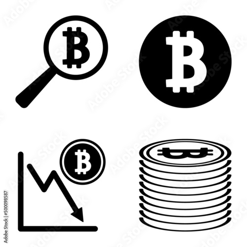 Bitcoins1-2 Flat Icon Set Isolated On White Background