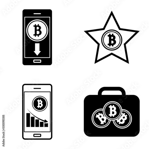 Bitcoins1-2 Flat Icon Set Isolated On White Background