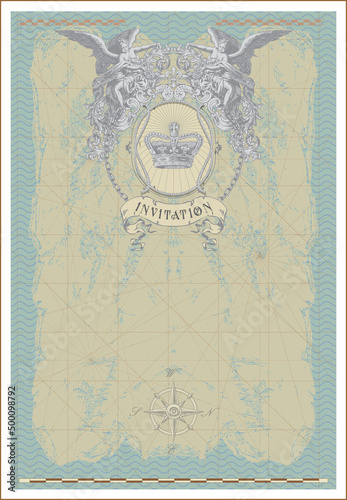vector image of an old sea map in the style of medieval engravings	