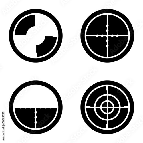 Crosshairs_glyph Flat Icon Set Isolated On White Background