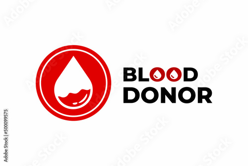 World blood donor logo icon illustration emblem. Blood donation vector background template