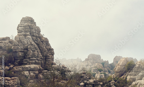 landscape rock formation erosion valley stone mountain fog Torcal Antequera